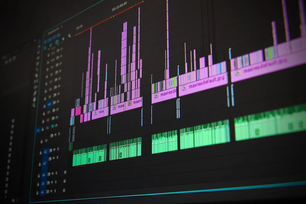 AI Skills That Pay - Video editing timeline on a screen — AI video generation and editing is the fastest-growing freelance AI