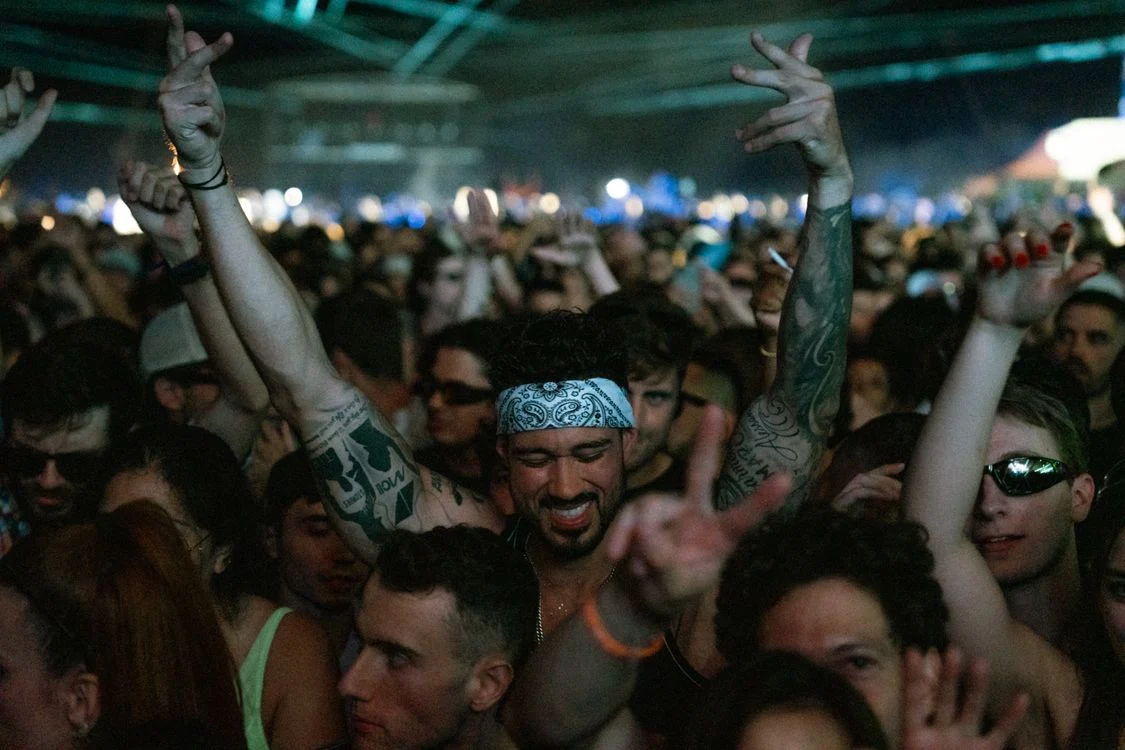 Pexels photo 26397146 (free to use under the Pexels license); subject visually verified as a nighttime concert crowd.